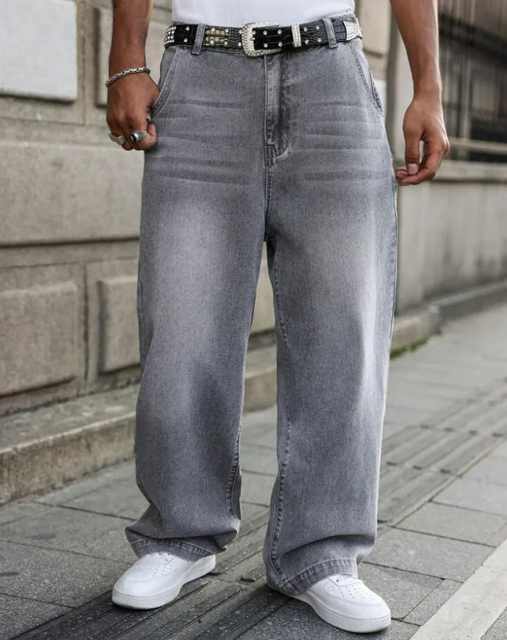 Grey Loose Fit Gathered Trousers