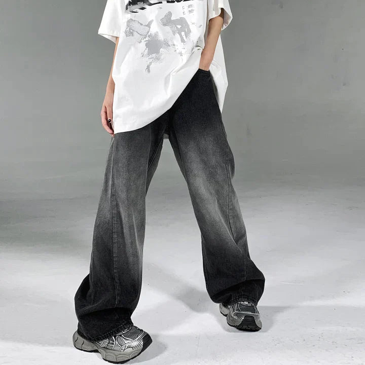 Black Shaded Baggy Fit Jeans