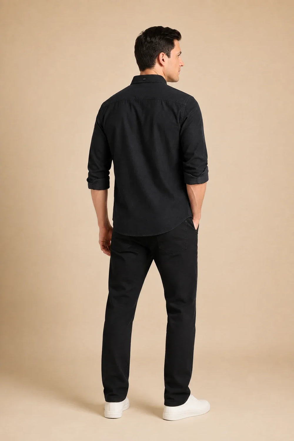 Corduroy Dark Grey Shirt Back View By Waysho
