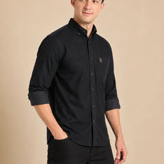 Corduroy Dark Grey Shirt Side View By Waysho