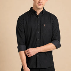 Corduroy Dark Grey Shirt Front View By Waysho