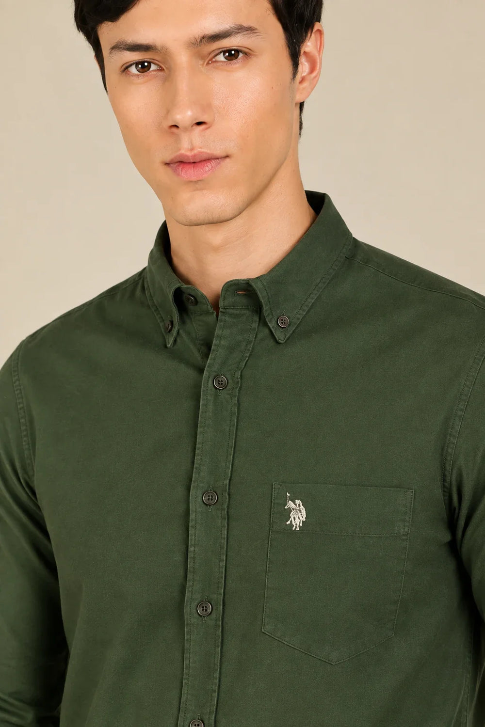 Corduroy Olive Green Shirt Close View By Waysho