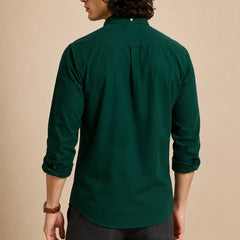 Green Cotton Casual Shirt Back By Waysho