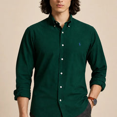 Green Cotton Casual Shirt Front By Waysho