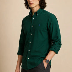 Green Cotton Casual Shirt Left By Waysho