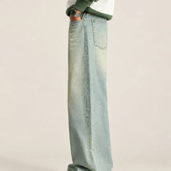 Green Washed Loose Fit Jeans side View By Waysho