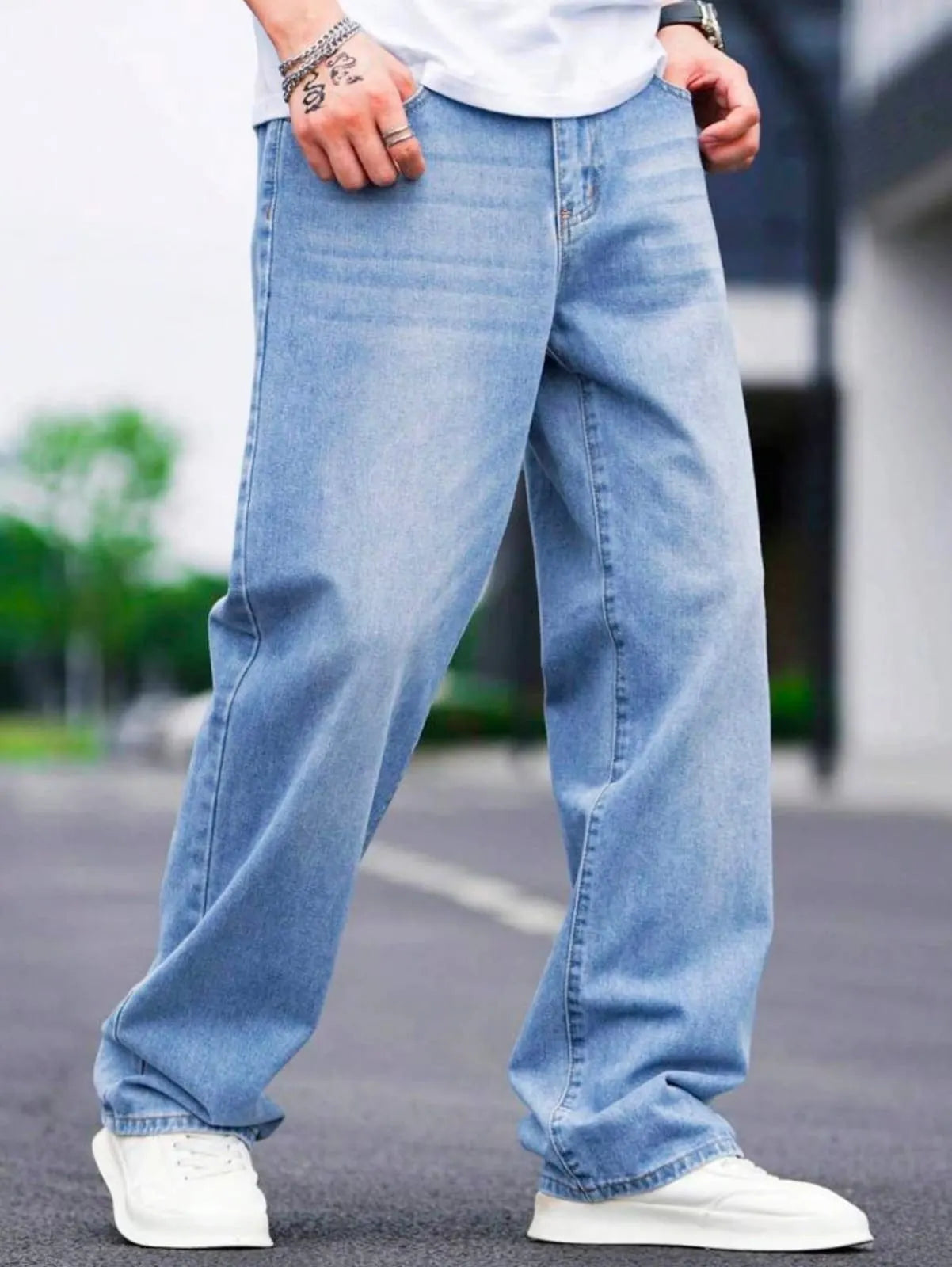 Ice Blue Baggy Jeans