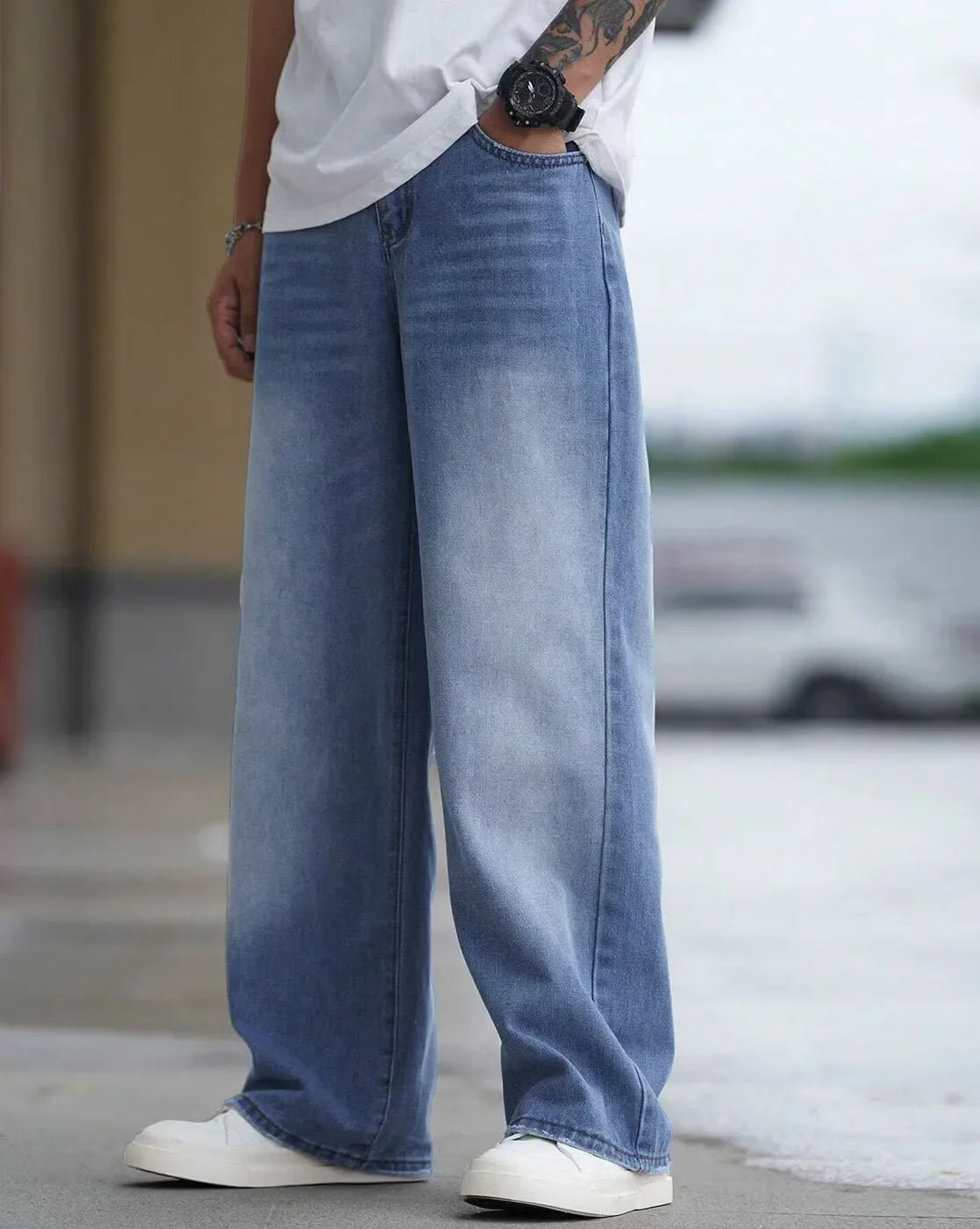 Men Baggy Mid-Rise Jeans