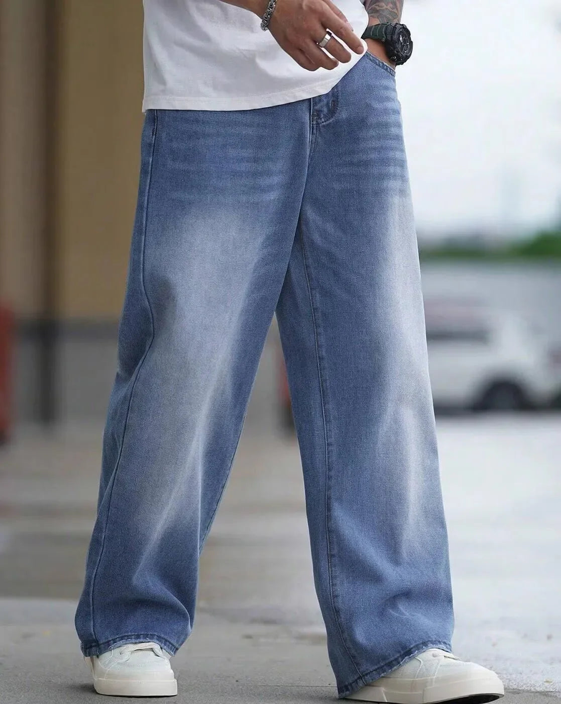 Men Baggy Mid-Rise Jeans
