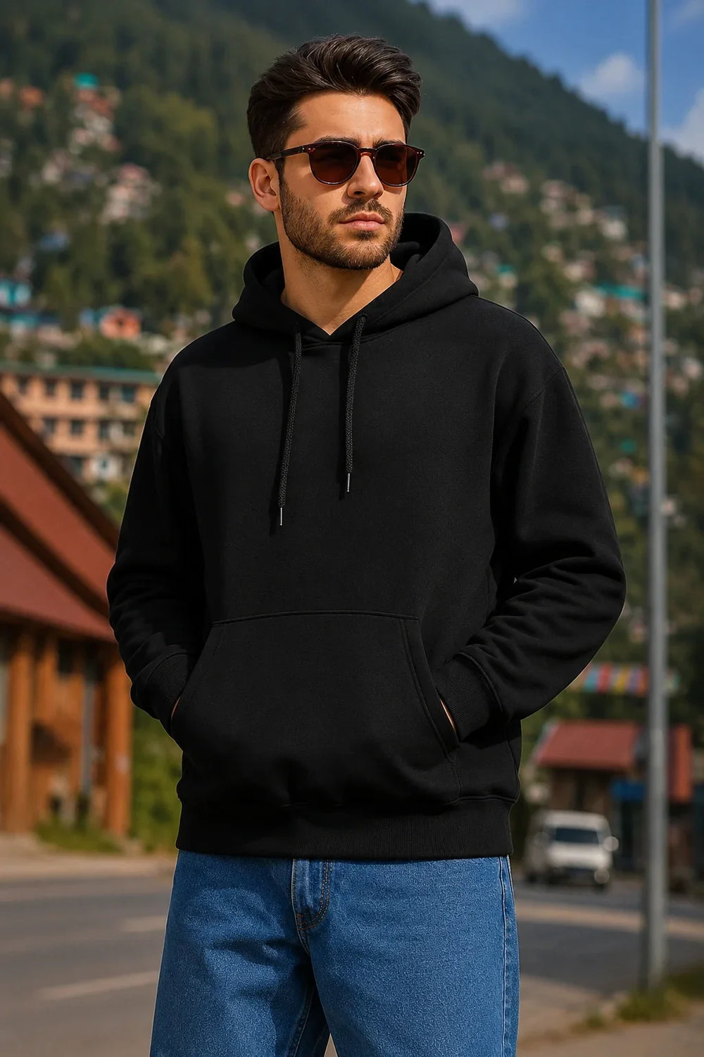 Men Black Oversized Hoodie