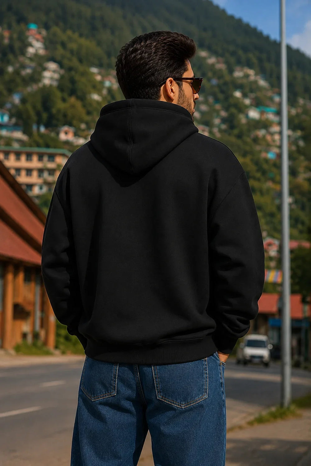 Men Black Oversized Hoodie