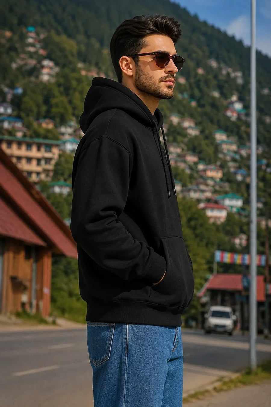 Men Black Oversized Hoodie