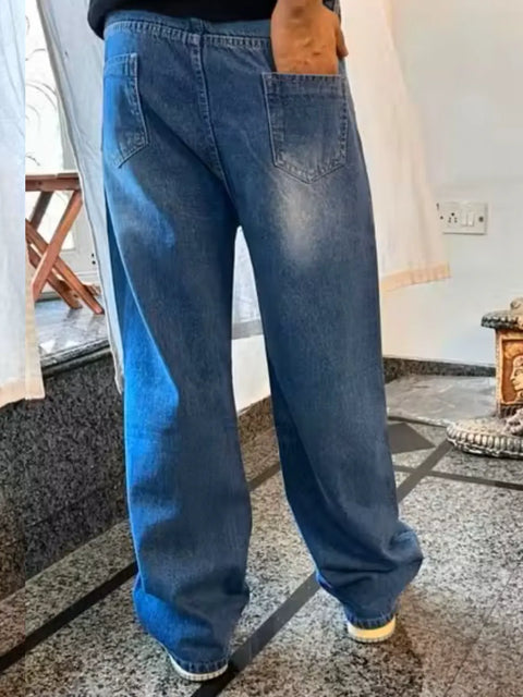 Men Ripped Wide Leg Jeans