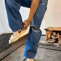 Men Ripped Wide Leg Jeans