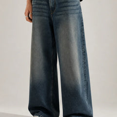 Men's Blue Super Baggy Fit Jeans Front View By Waysho