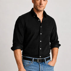 Men's Corduroy Black Shirt Front By Waysho