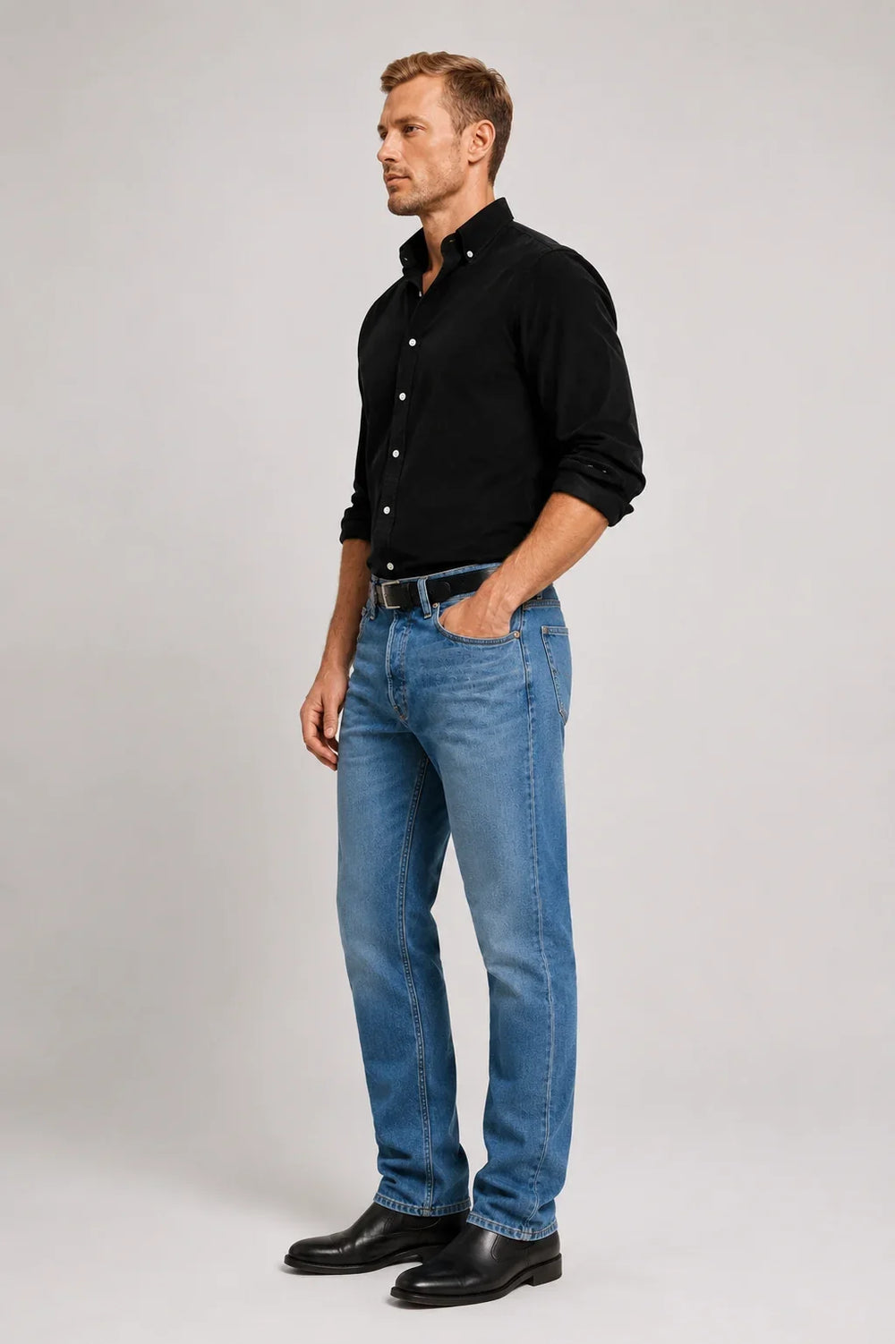 Men's Corduroy Black Shirt Left By Waysho