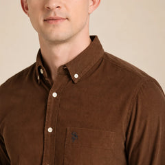 Men's Corduroy Brown Shirt Close View By Waysho