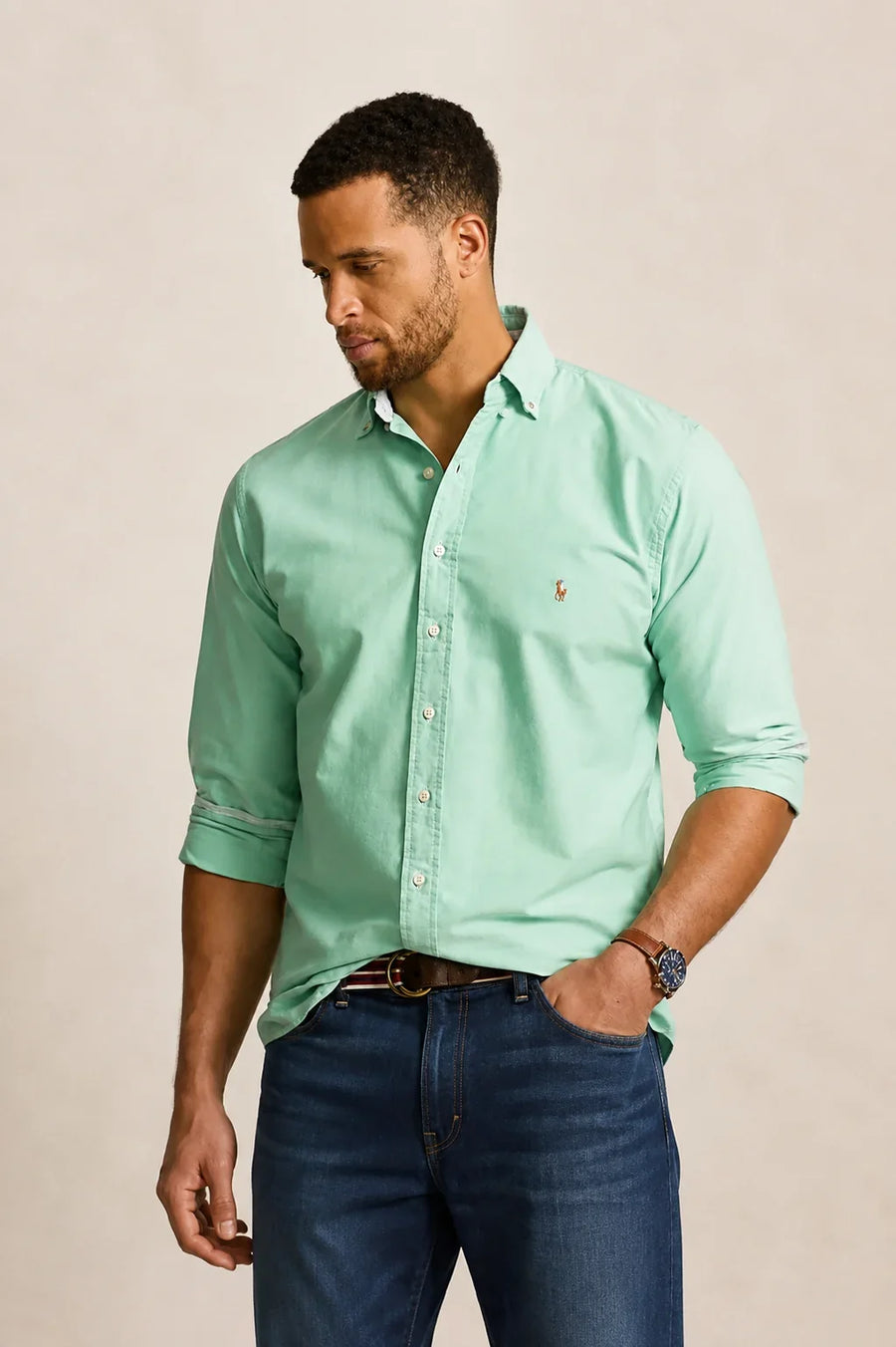 Mint Green Cotton Shirt Front View