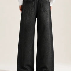 Men's Black Wide Leg Jeans Back View By Waysho 