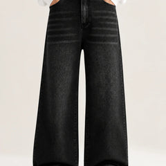 Men's Black Wide Leg Jeans  Front View By Waysho 