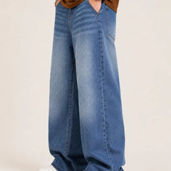 Men's Blue Loose Fit Jeans left View By Waysho