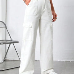 White 6 Pockets Cargo