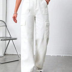 White 6 Pockets Cargo