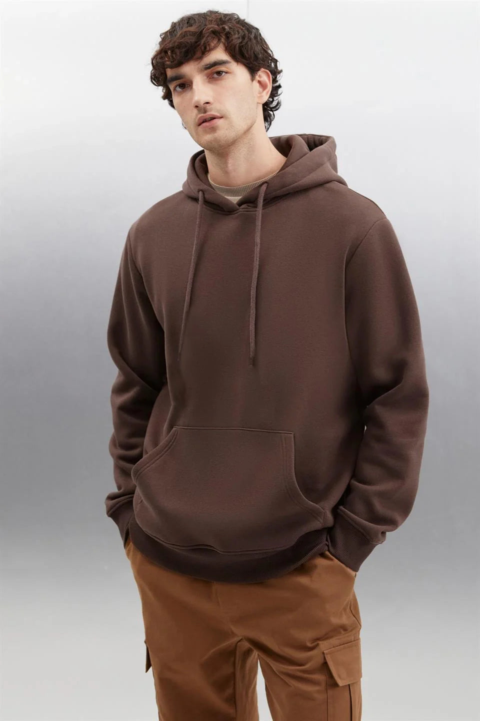Men Brown Oversized Hoodie