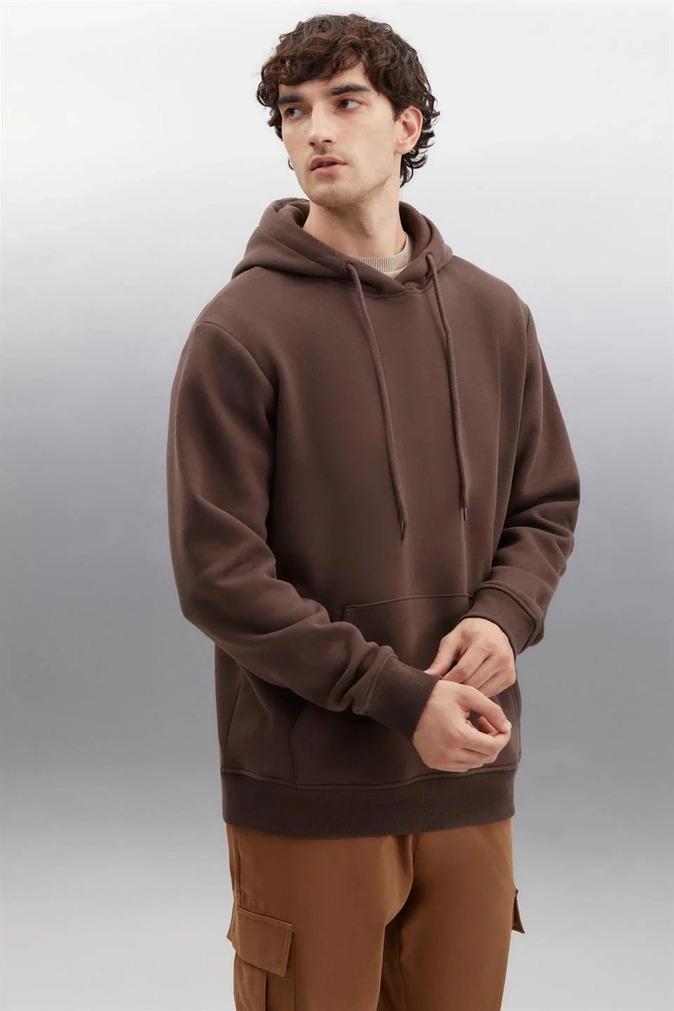 Men Brown Oversized Hoodie