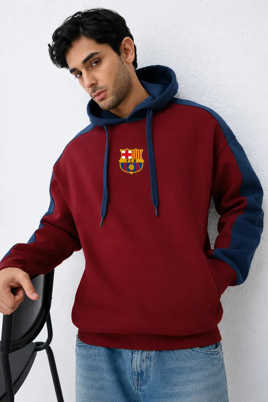 Men’s FC Barcelona Oversized Hoodie Front View by waysho