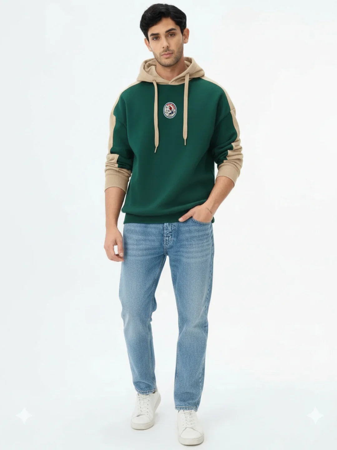 Green & Beige Oversized Hoodie