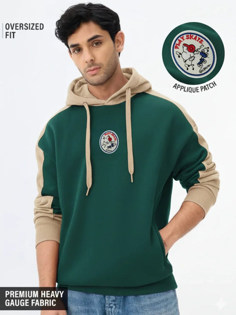 Green & Beige Oversized Hoodie