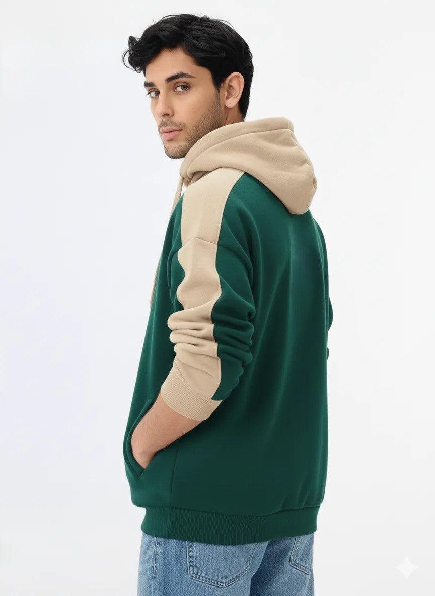 Green & Beige Oversized Hoodie
