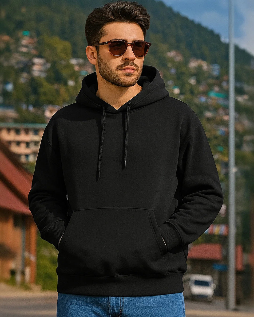 Men Black Oversized Hoodie