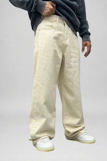 BEIGE LOOSE FIT BAGGY JEANS