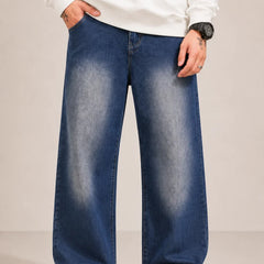 men's blue shaded baggy jeans front by waysho