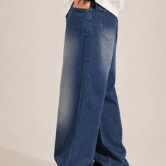 men's blue shaded baggy jeans left by waysho