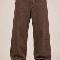 Men's Brown Loose Fit Baggy Jeans front view by Waysho