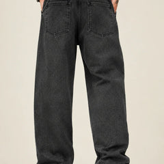 Waysho Men's Charcoal Black Baggy Jeans Back view