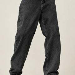 Waysho Men's Charcoal Black Baggy Jeans front view