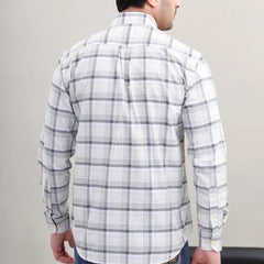 Waysho Men's Grey Check Cotton Shirt Back View