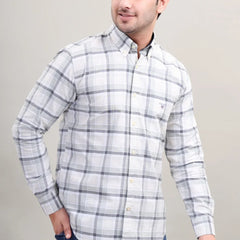 Waysho Men's Grey Check Cotton Shirt Front 2 View
