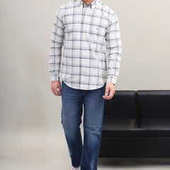 Waysho Men's Grey Check Cotton Shirt Full View