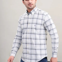 Waysho Men's Grey Check Cotton Shirt Side View