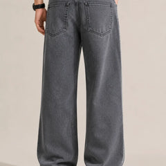 Men's Grey  Loose Fit Baggy Jeans back view by Waysho 