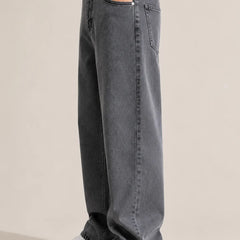 Men's Grey  Loose Fit Baggy Jeans Left view by Waysho 