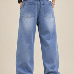  Men's Ice Blue Baggy Jeans Back  view by Waysho