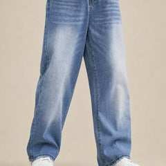  Men's Ice Blue Baggy Jeans Front  view by Waysho