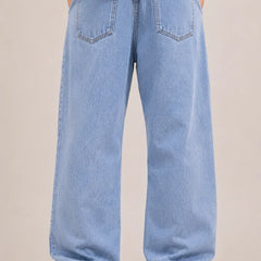 Waysho Men's Ice Blue Loose Fit Baggy Jeans Left view